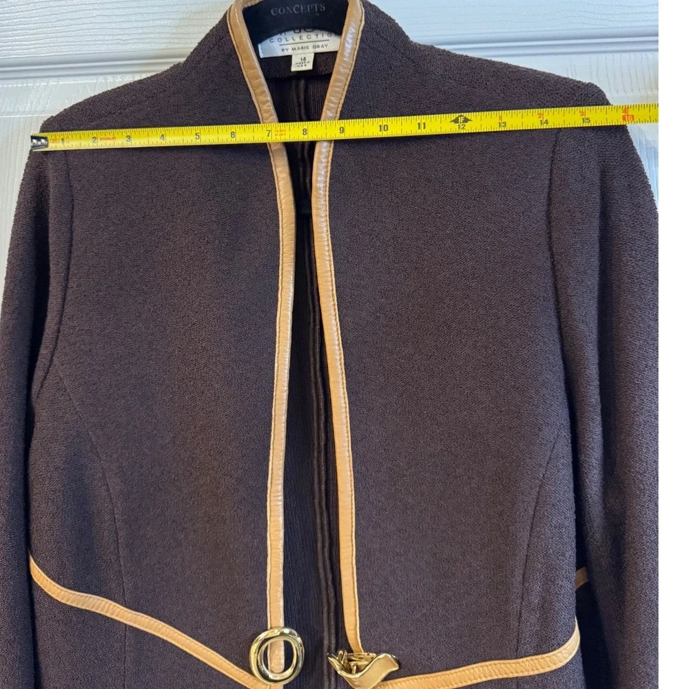 St. John Collection Brown Blazer with Tan Trim